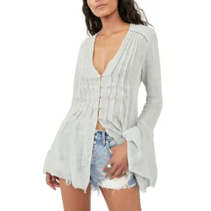 Greta Gauze Pleated Ladder Lace Top