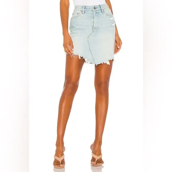 GRLFRND Rhoda Denim Mini Skirt in I Got Mine, Size 26