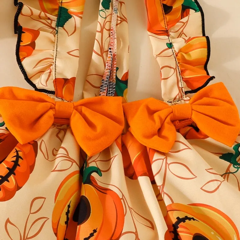 Halloween Pumpkin Suspender Skirt Headband