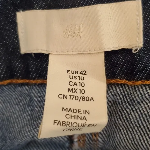 H&amp;M Blue Denim Maxi Skirt Jean Skirt Size 10 High Back Slit