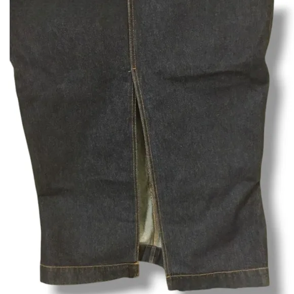 H&amp;M Blue Denim Maxi Skirt Jean Skirt Size 10 High Back Slit