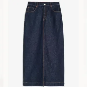 H&amp;M Blue Denim Maxi Skirt Jean Skirt Size 10 High Back Slit