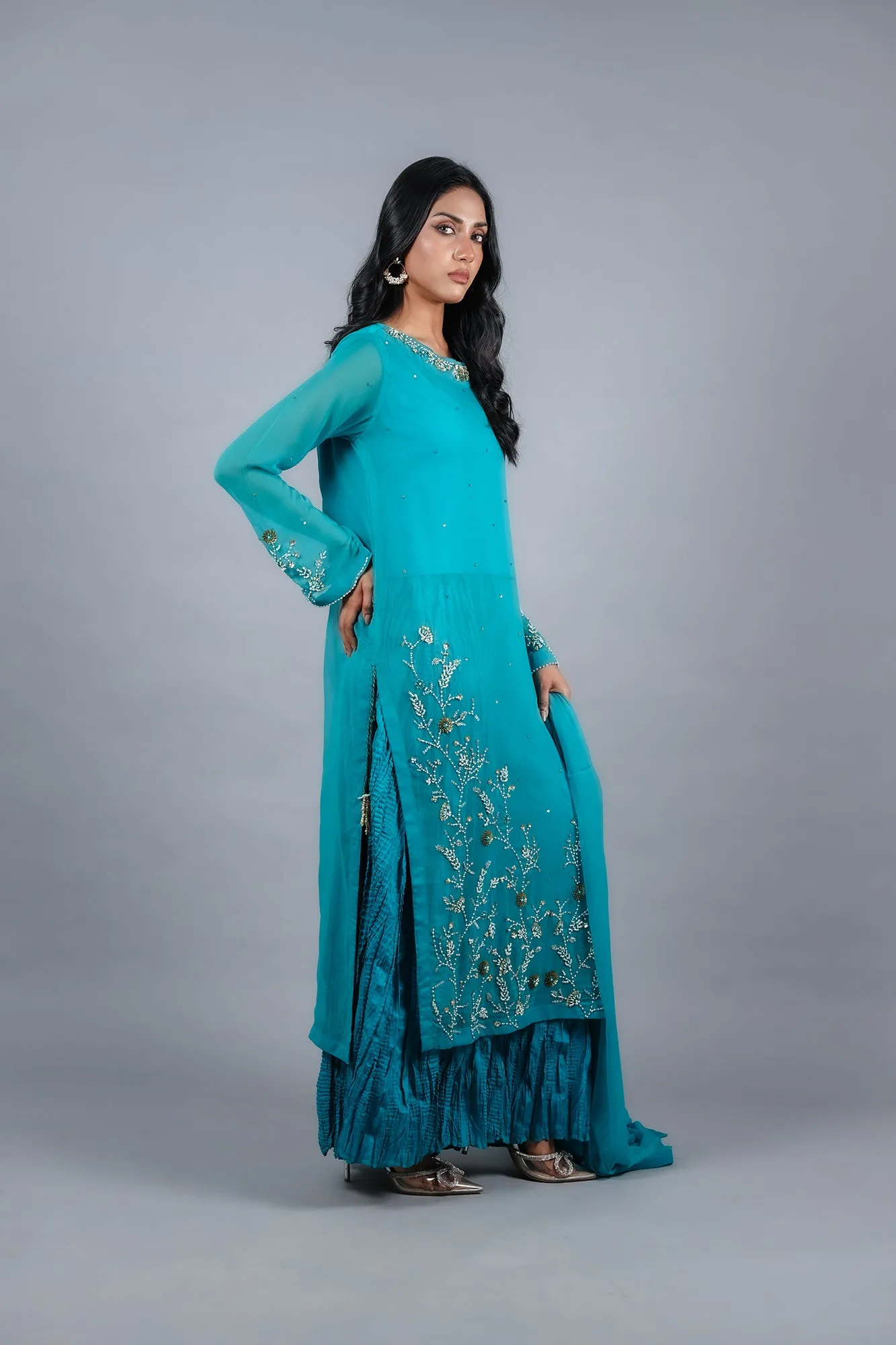Hand-Embellished Chiffon Set 3-piece Stitched