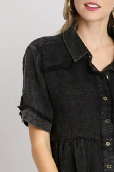 Hazel Blues® | Umgee Cotton Gauze Button Front Shirt