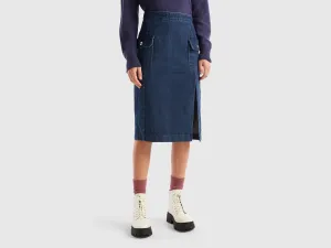 High Waist Pure Cotton Denim Blue Skirt