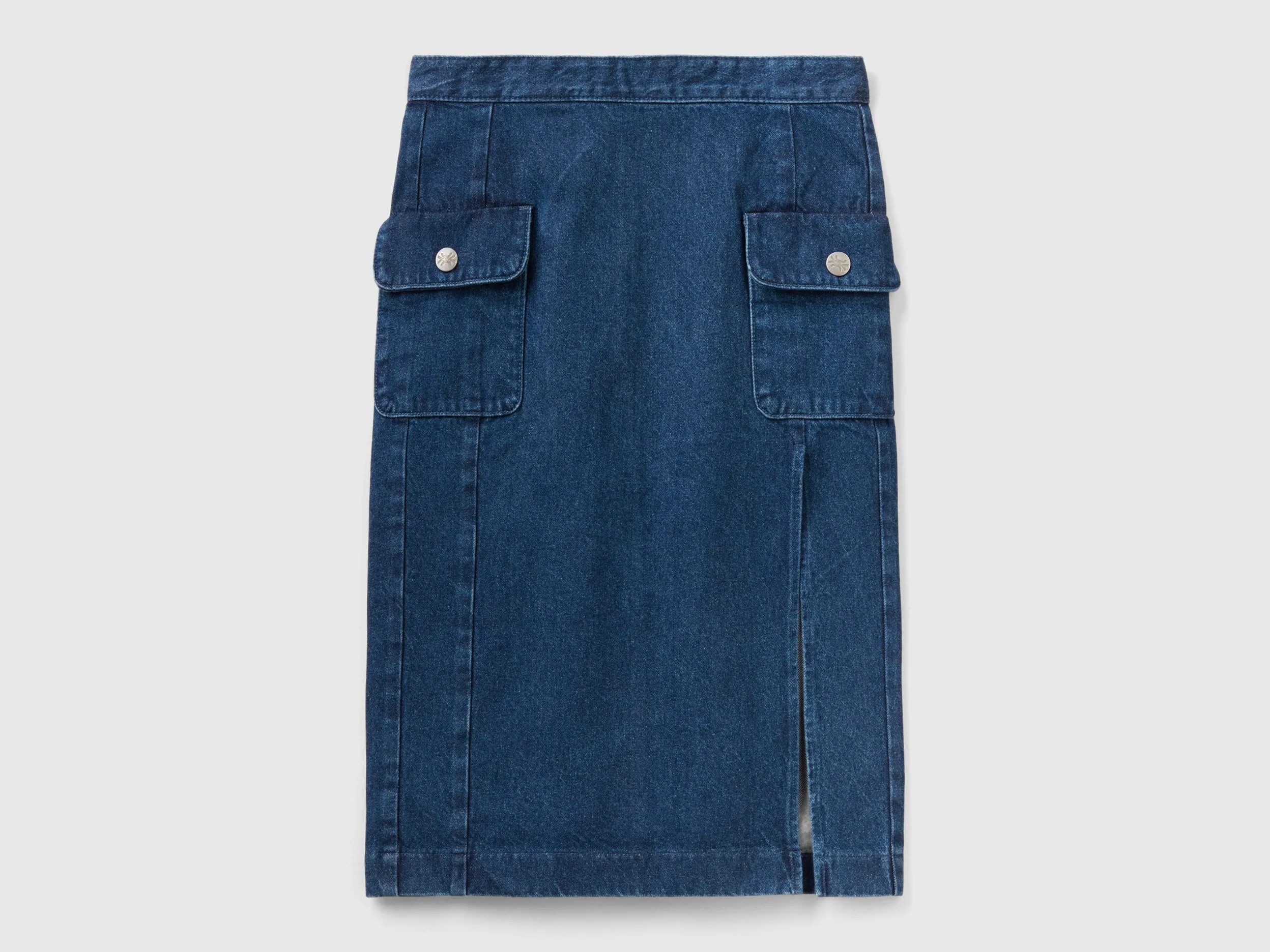 High Waist Pure Cotton Denim Blue Skirt