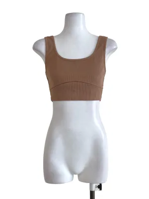 Honey Orange Ribbed Tank Cropped Top