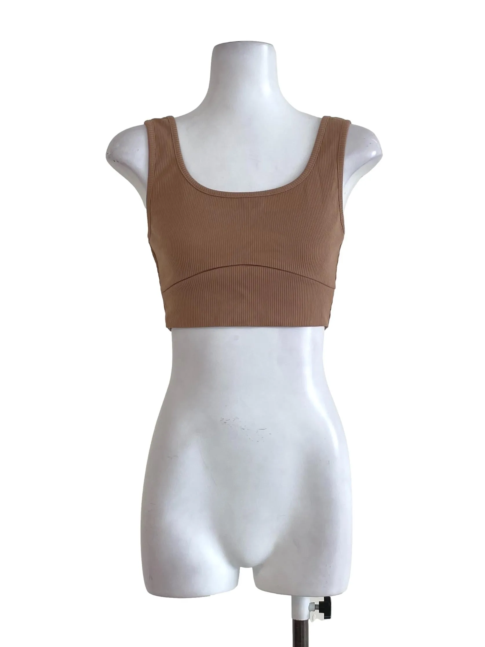 Honey Orange Ribbed Tank Cropped Top