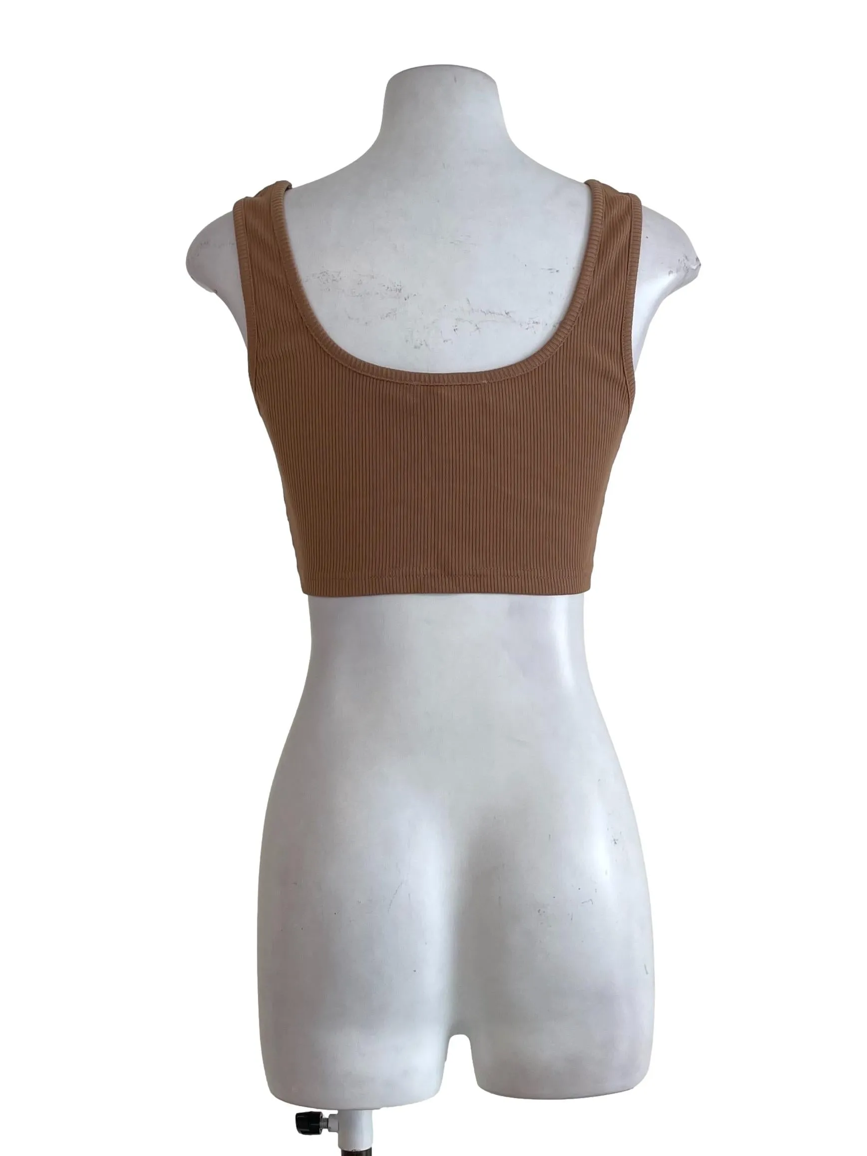 Honey Orange Ribbed Tank Cropped Top