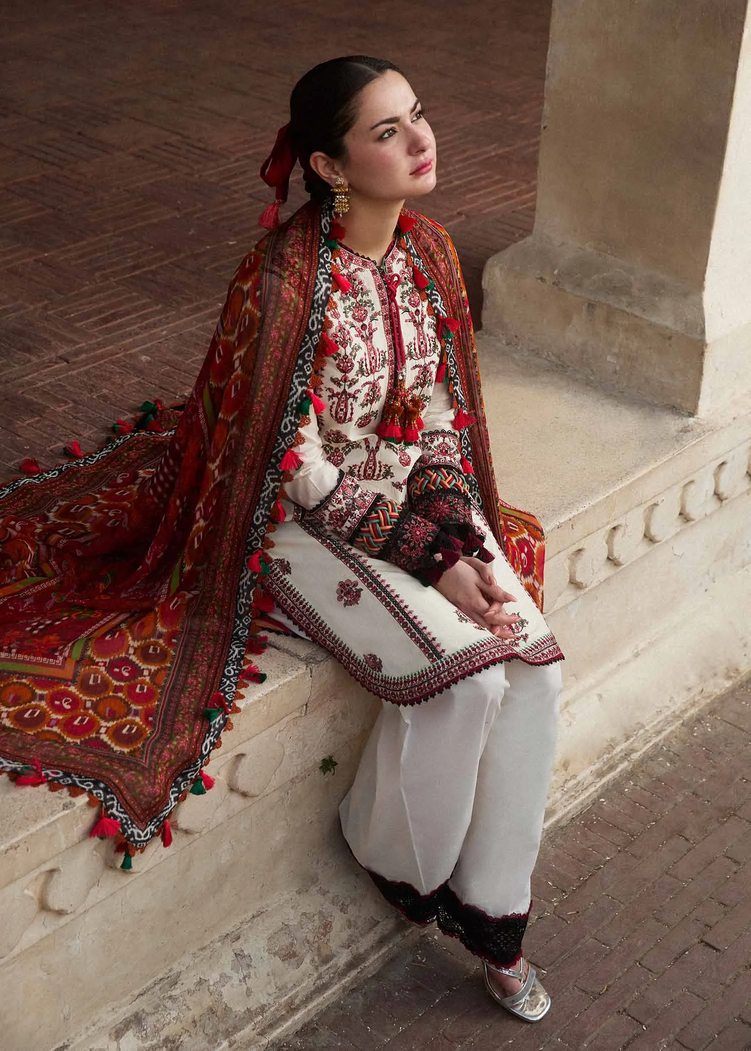 HUSSAIN REHAR | SS LAWN '24 COLLECTION-FAWN