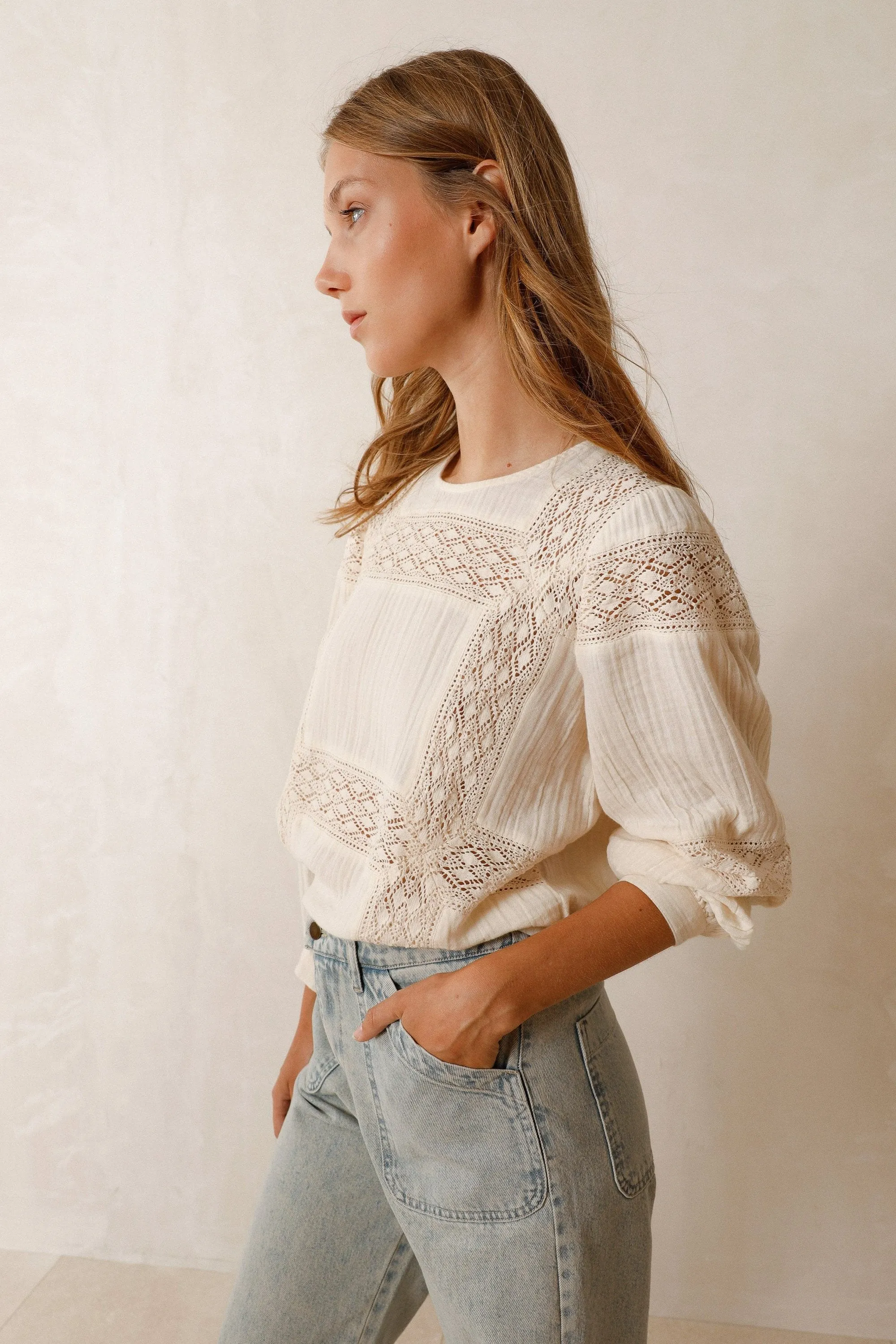 Indi & Cold Lace Detail Blouse Cream