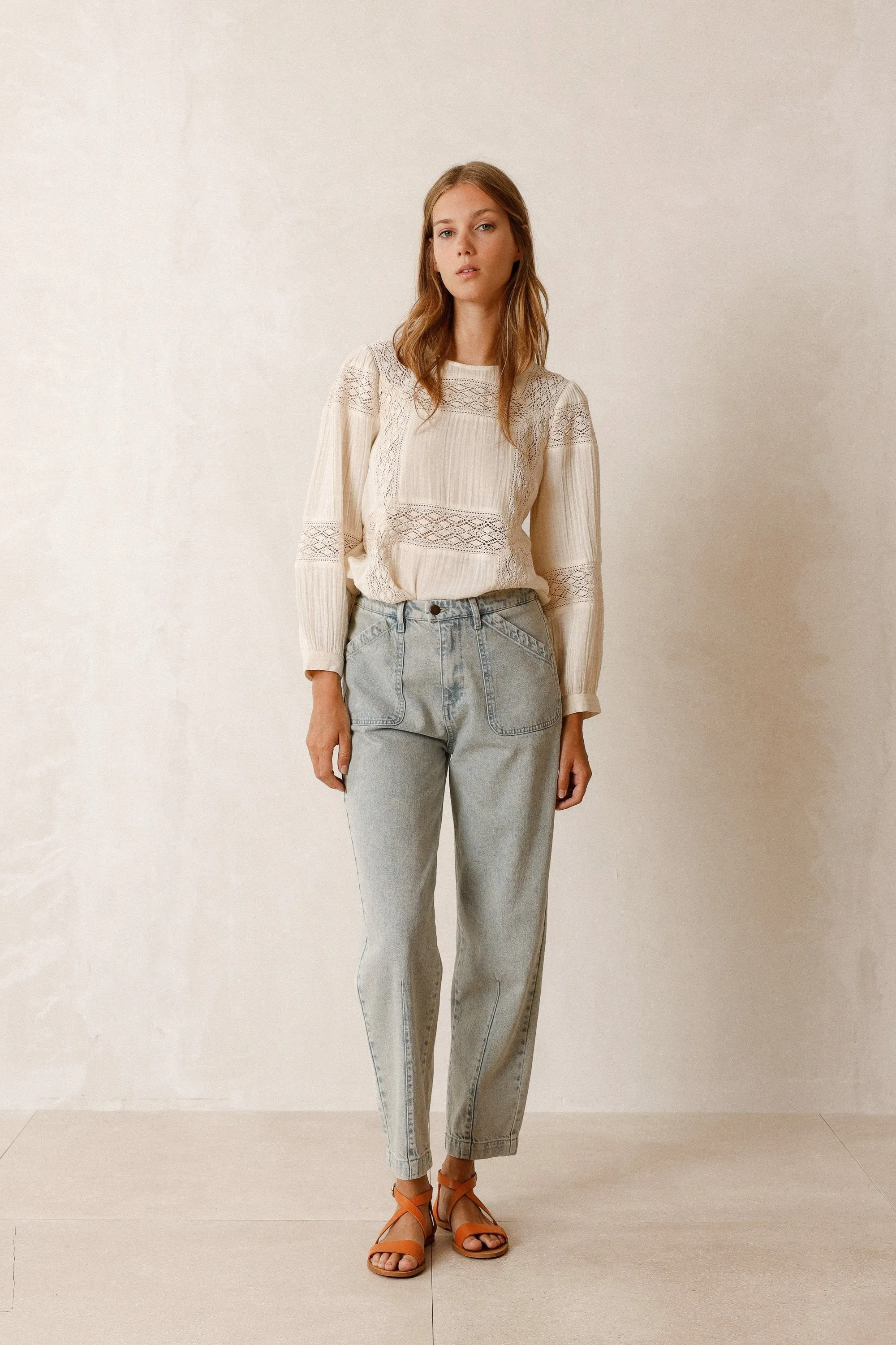 Indi & Cold Lace Detail Blouse Cream