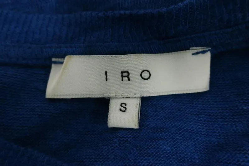 IRO Poppy Tee Blue Distressed Linen Size Small Short Sleeve Top