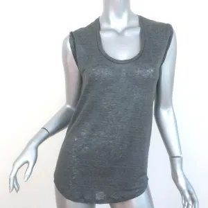 Isabel Marant Mamet Tank Top Dark Gray Linen Jersey Size Extra Small NEW