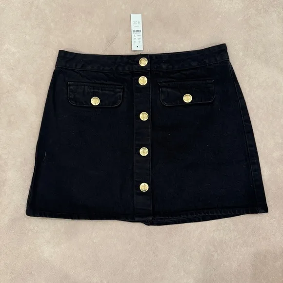 J Crew Button-front denim mini skirt • size 8 • NWT • CC931