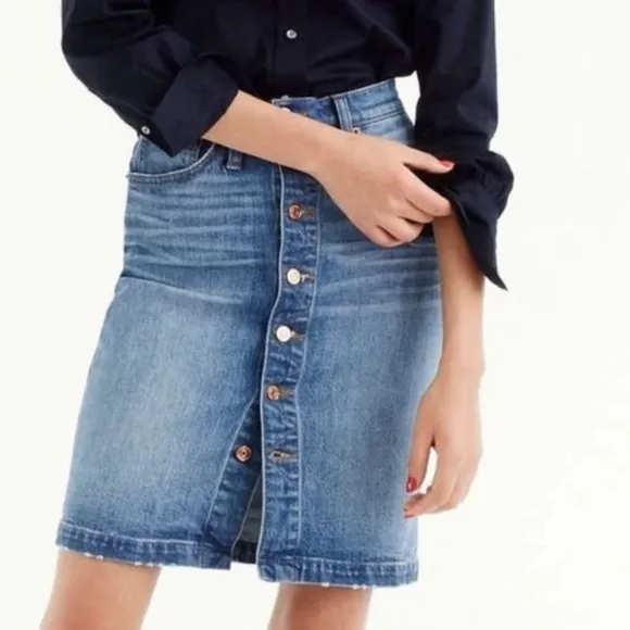 J. Crew Button-Front Denim Skirt Size 25