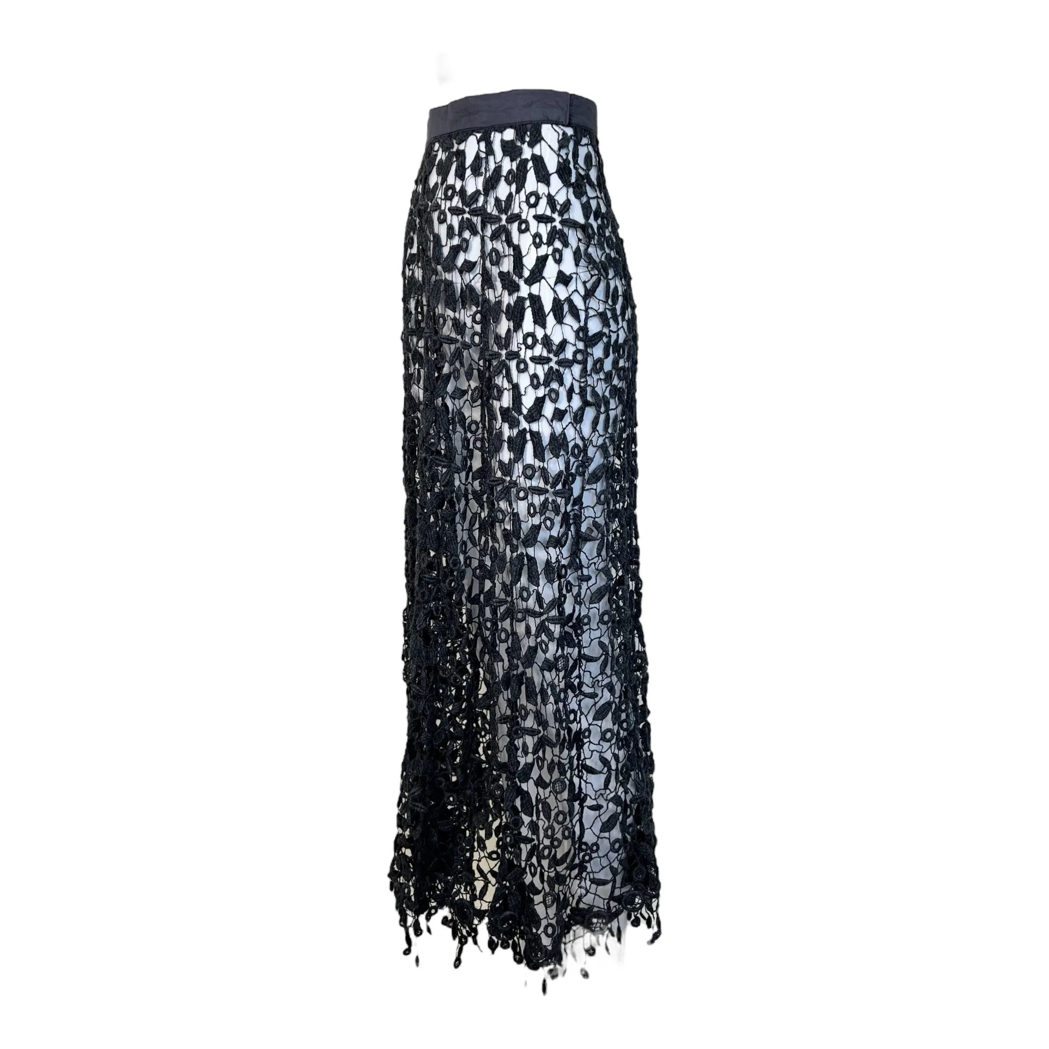 Jacques Fath 1990's Grey Machine Lace Skirt