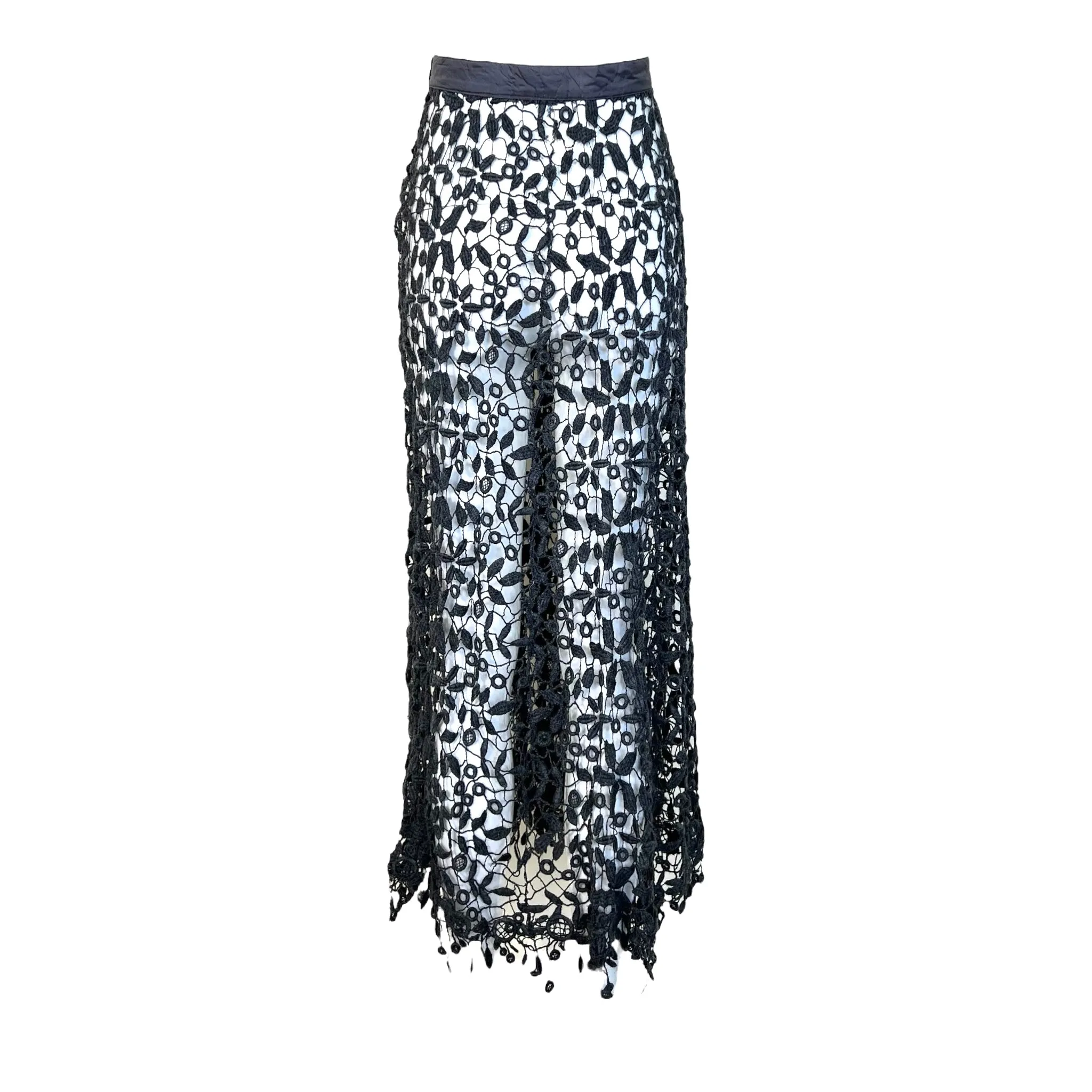 Jacques Fath 1990's Grey Machine Lace Skirt
