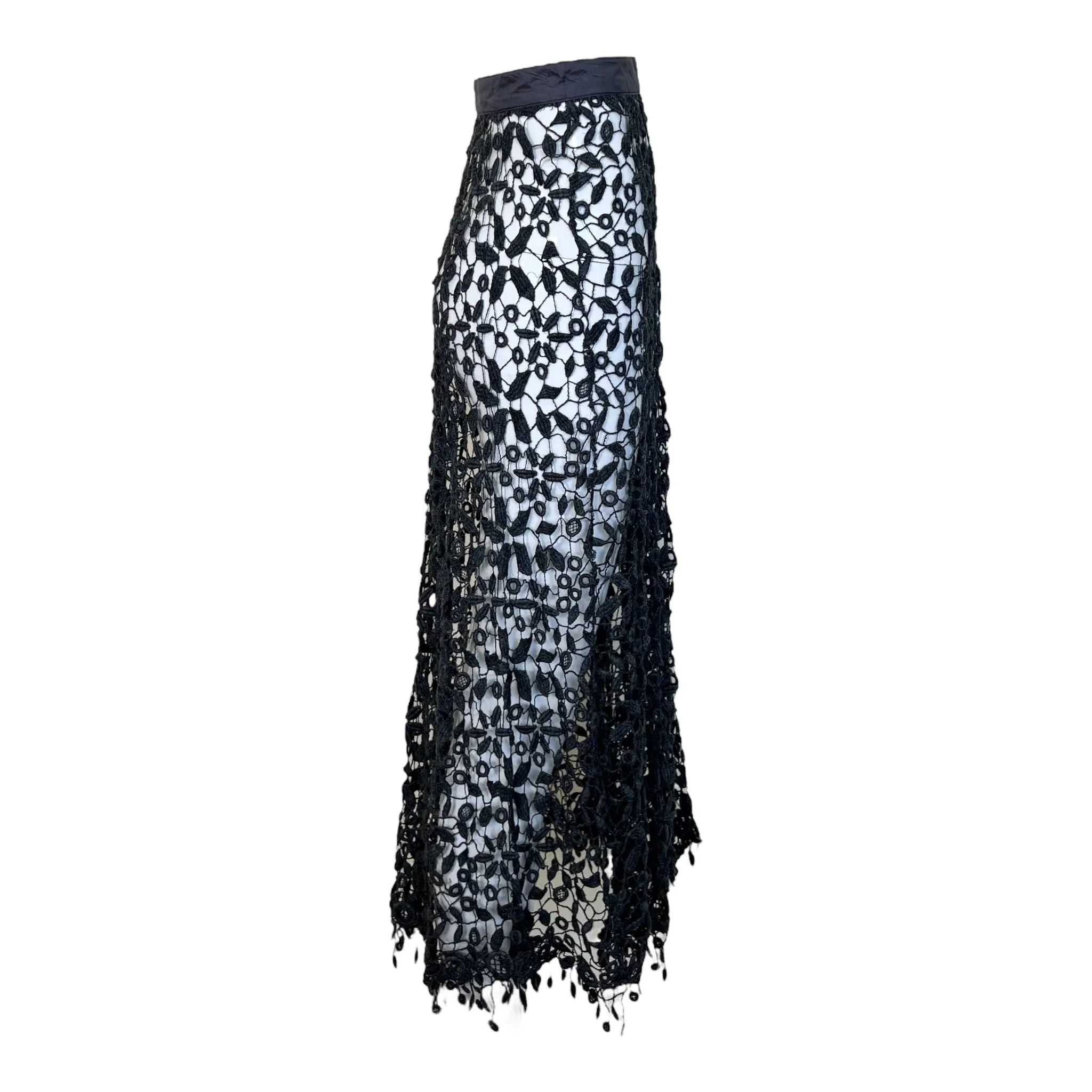 Jacques Fath 1990's Grey Machine Lace Skirt