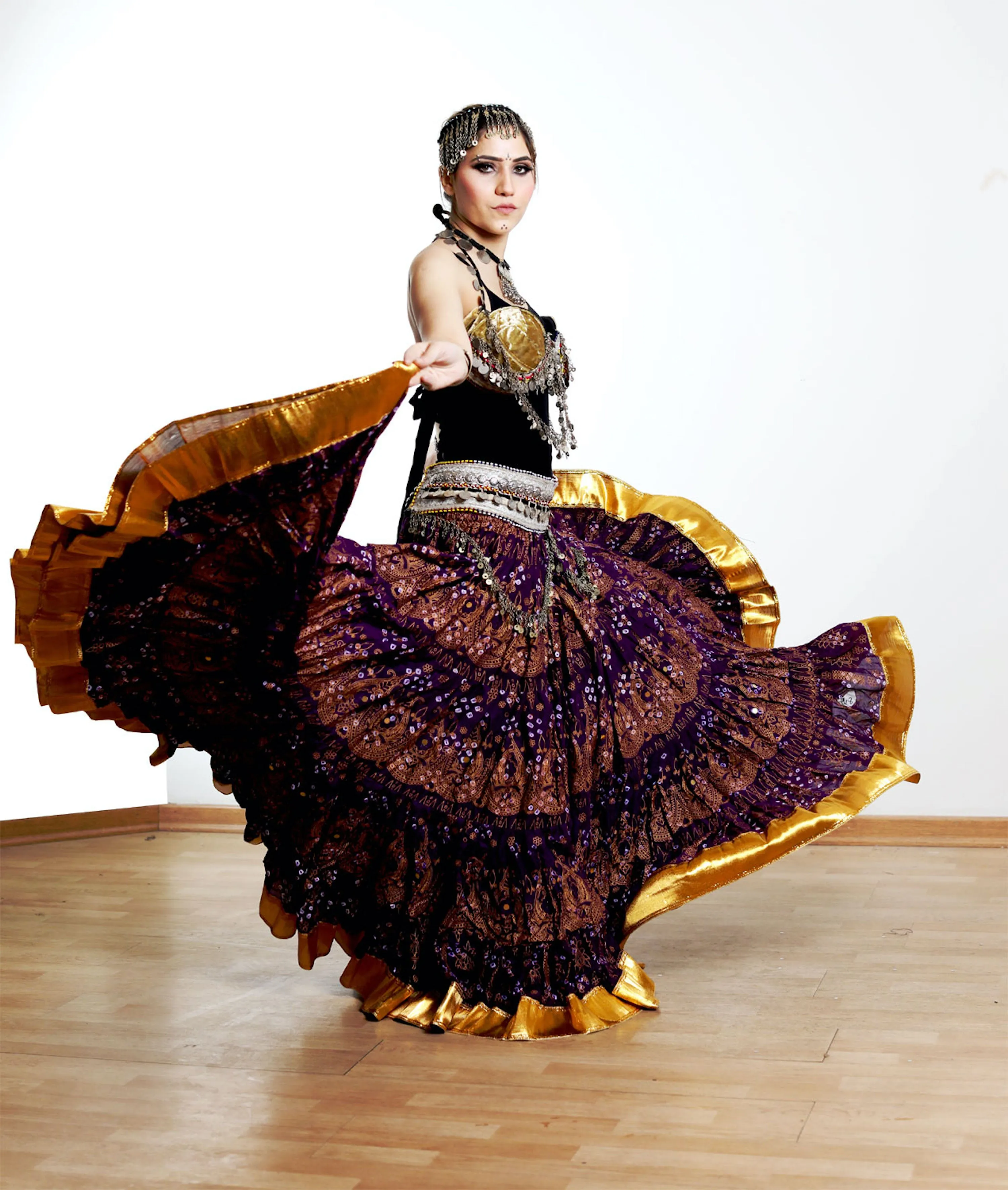 Jaipur beauty skirt purple with gold border