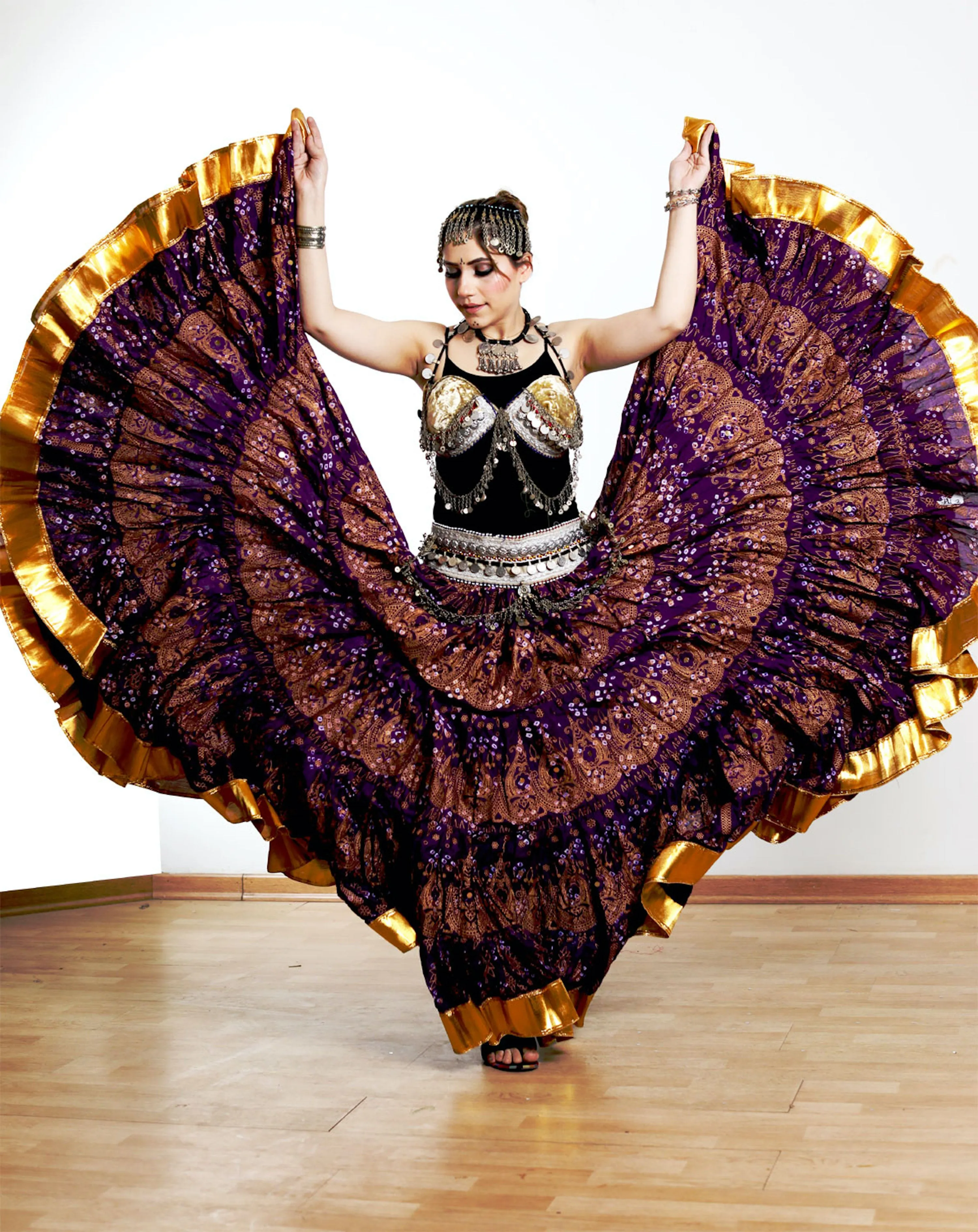 Jaipur beauty skirt purple with gold border