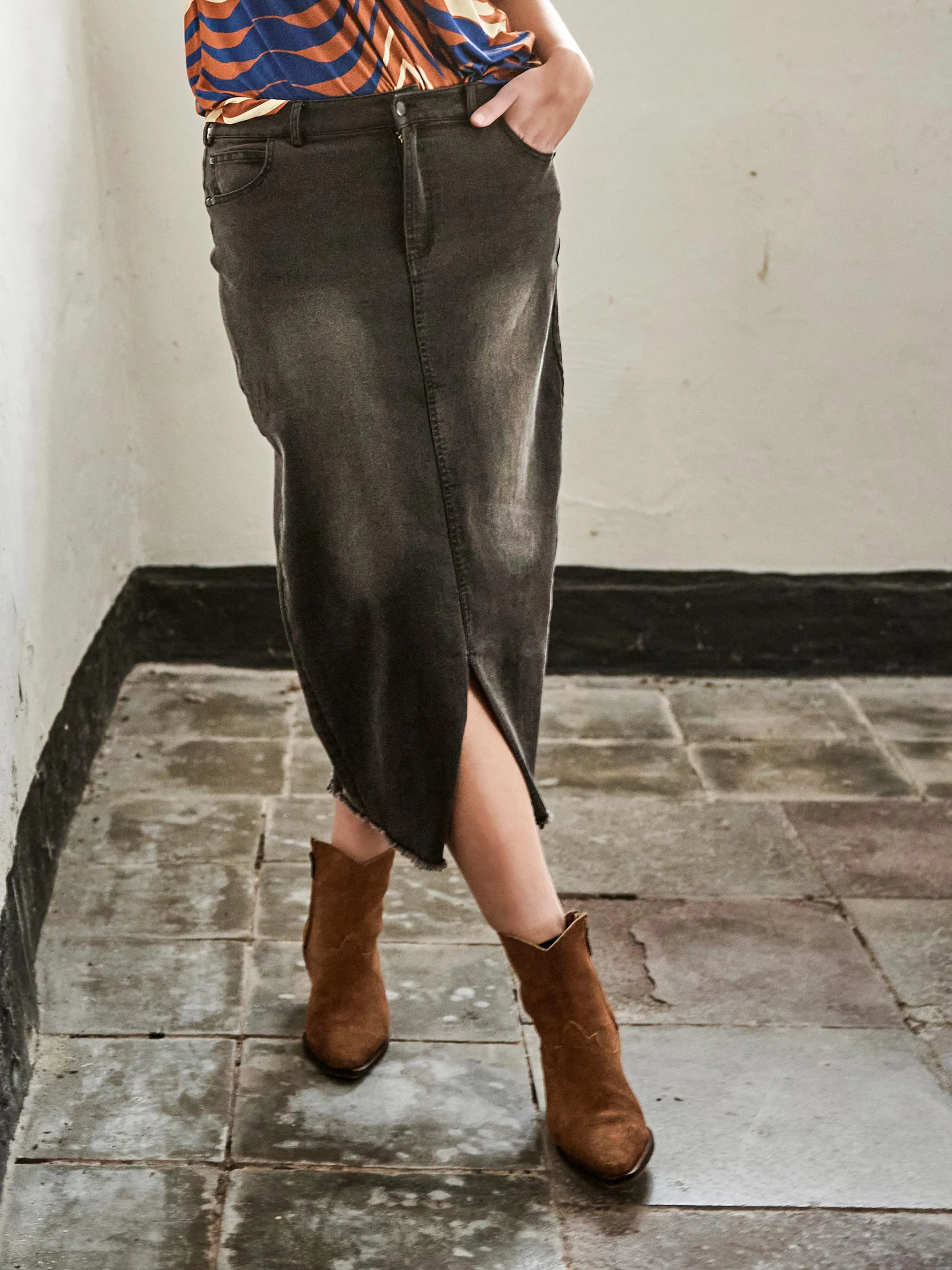 JENNA SKIRT - GREY DENIM