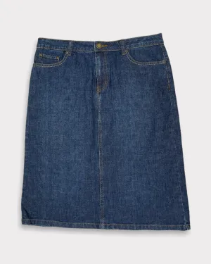 Jessica Sport Dark-wash Blue Denim Midi Skirt (W34)