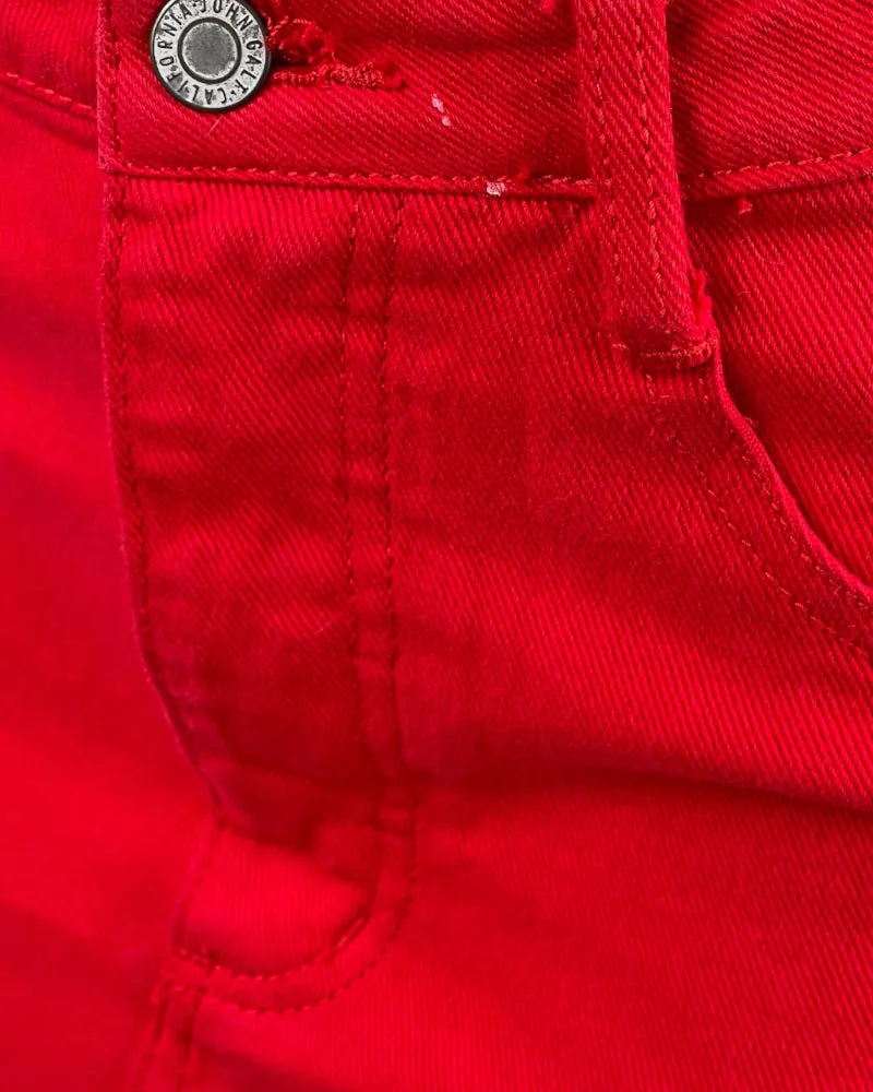 John Galt Red Denim Mini Skirt (W27)