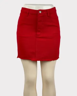 John Galt Red Denim Mini Skirt (W27)