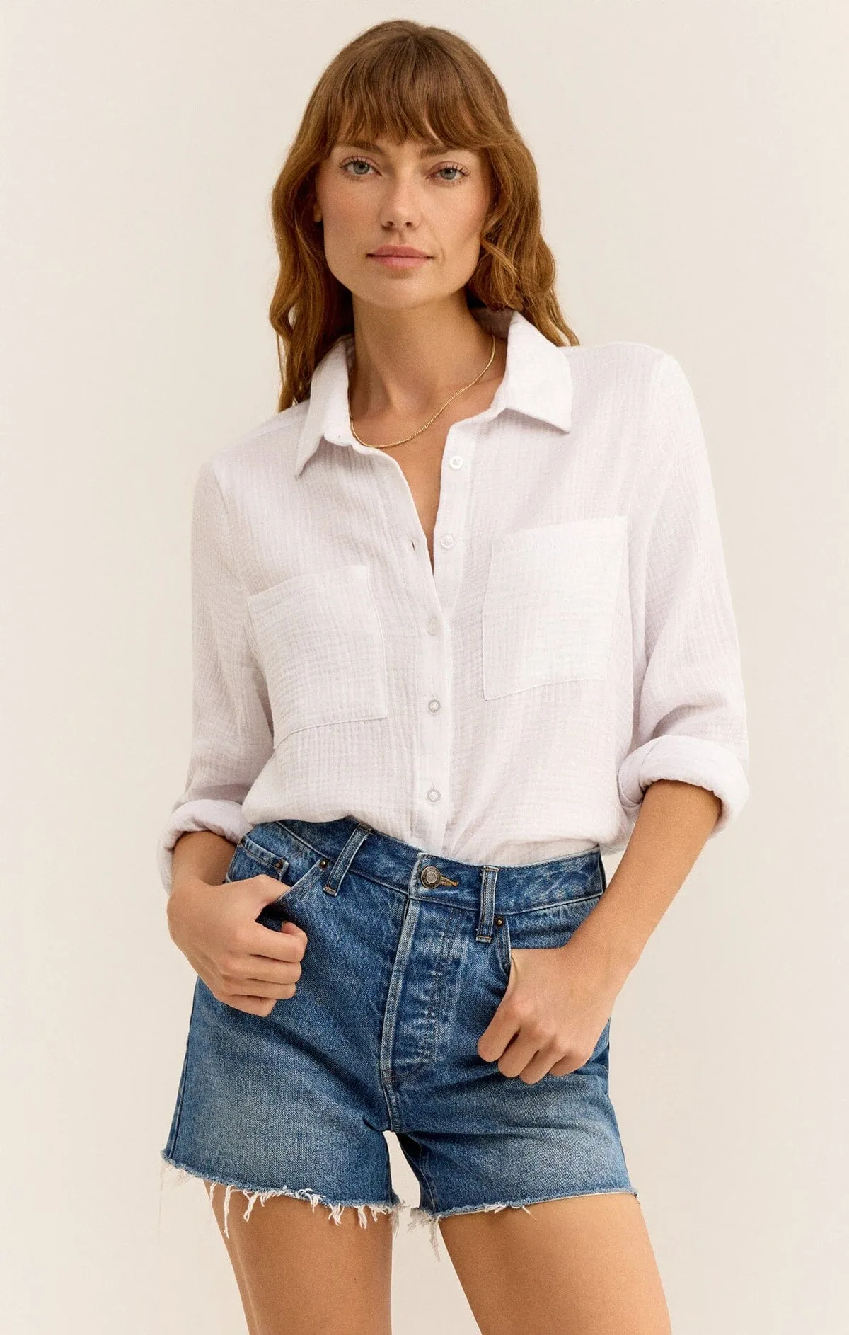 KAILI BUTTON UP GAUZE TOP