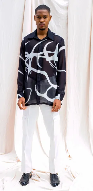 Kamsi Tcharles BandW Chiffon shirt
