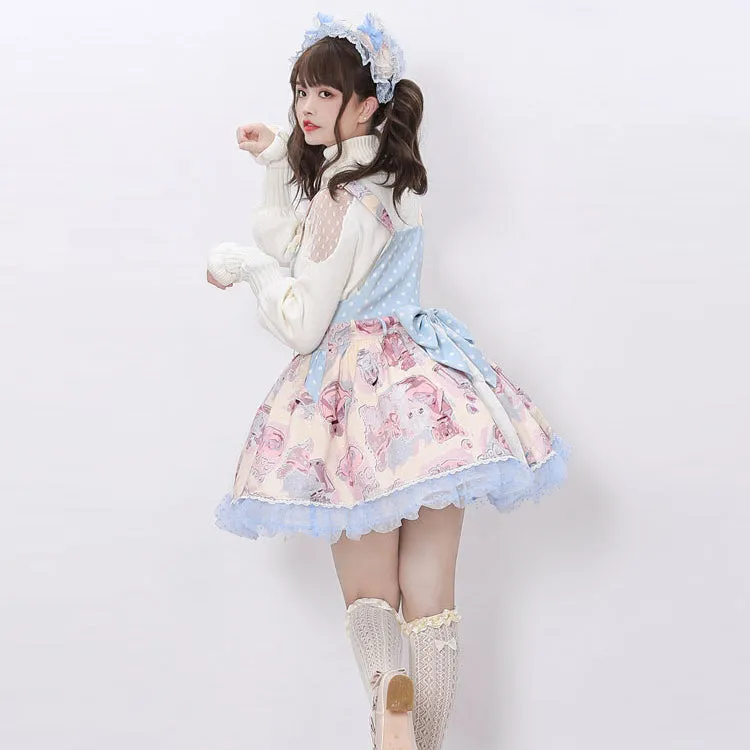 Kawaii Cartoon Cat Head Embroidered Lolita Dress