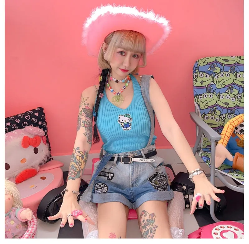 Kawaii Japanese Y2K Style Hello Kitty Printed Vest