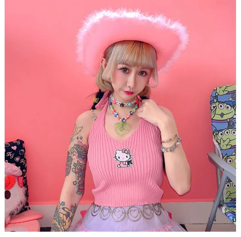 Kawaii Japanese Y2K Style Hello Kitty Printed Vest