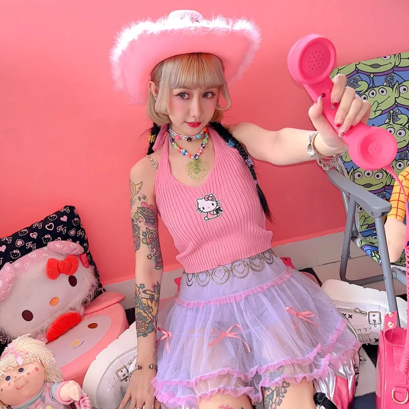 Kawaii Japanese Y2K Style Hello Kitty Printed Vest