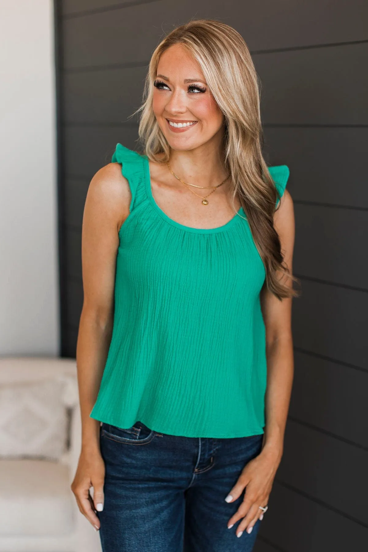 Keep It Interesting Tank Top- Jade