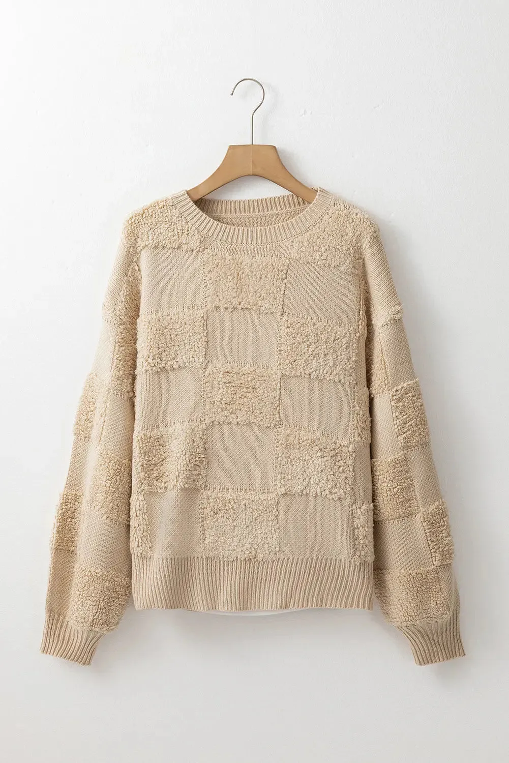 'Kenna' Checkered Fleece Sweater
