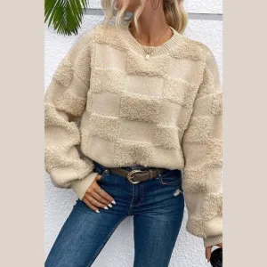 'Kenna' Checkered Fleece Sweater