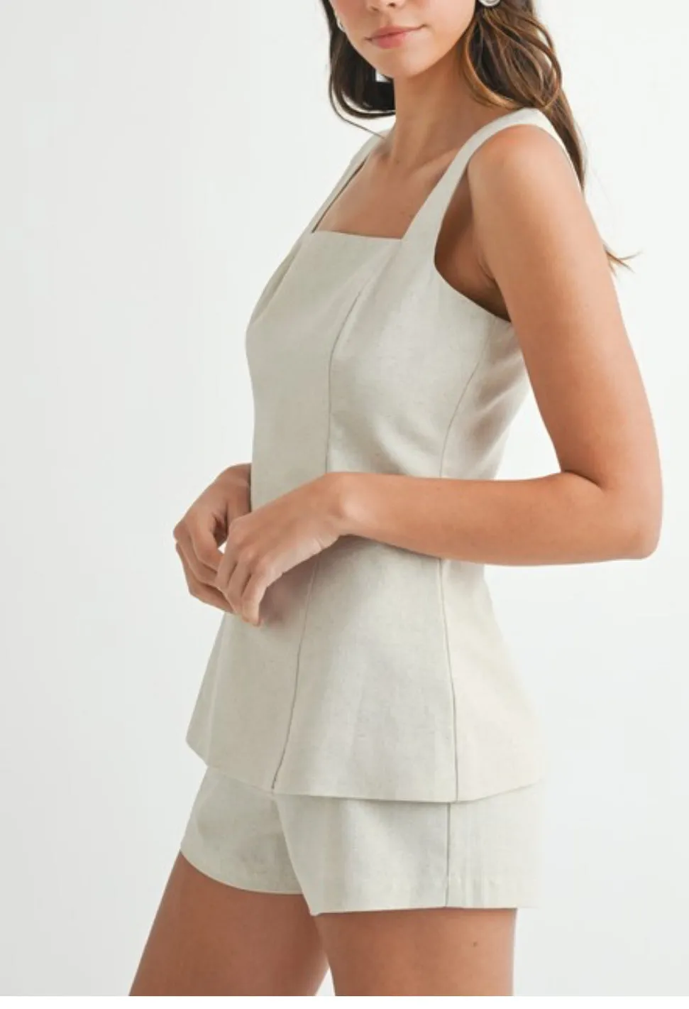 Khloe Linen Square Neck Top