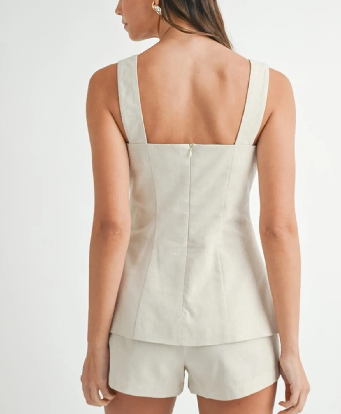 Khloe Linen Square Neck Top