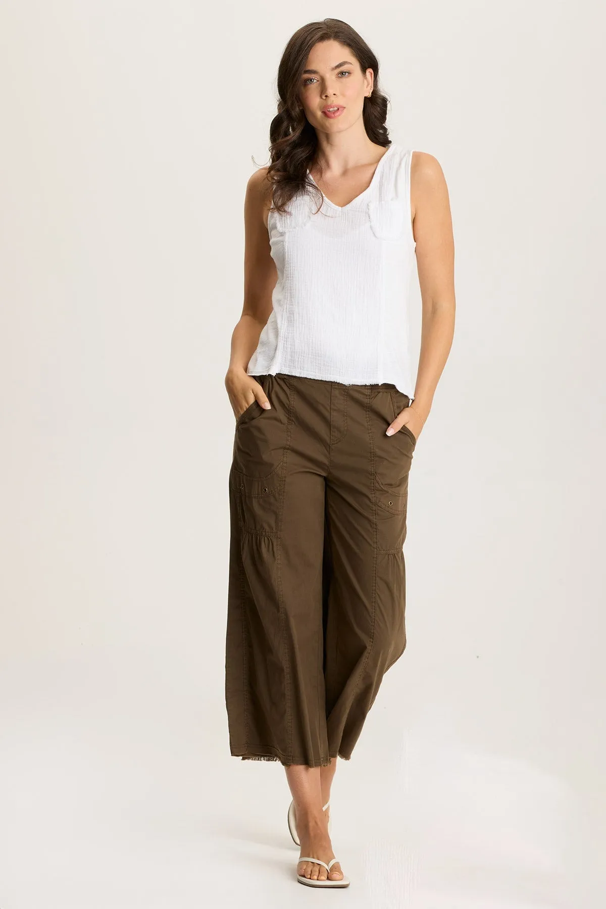 Kirkley Gauze/Jersey V-Neck Tank