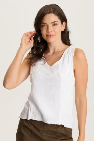Kirkley Gauze/Jersey V-Neck Tank