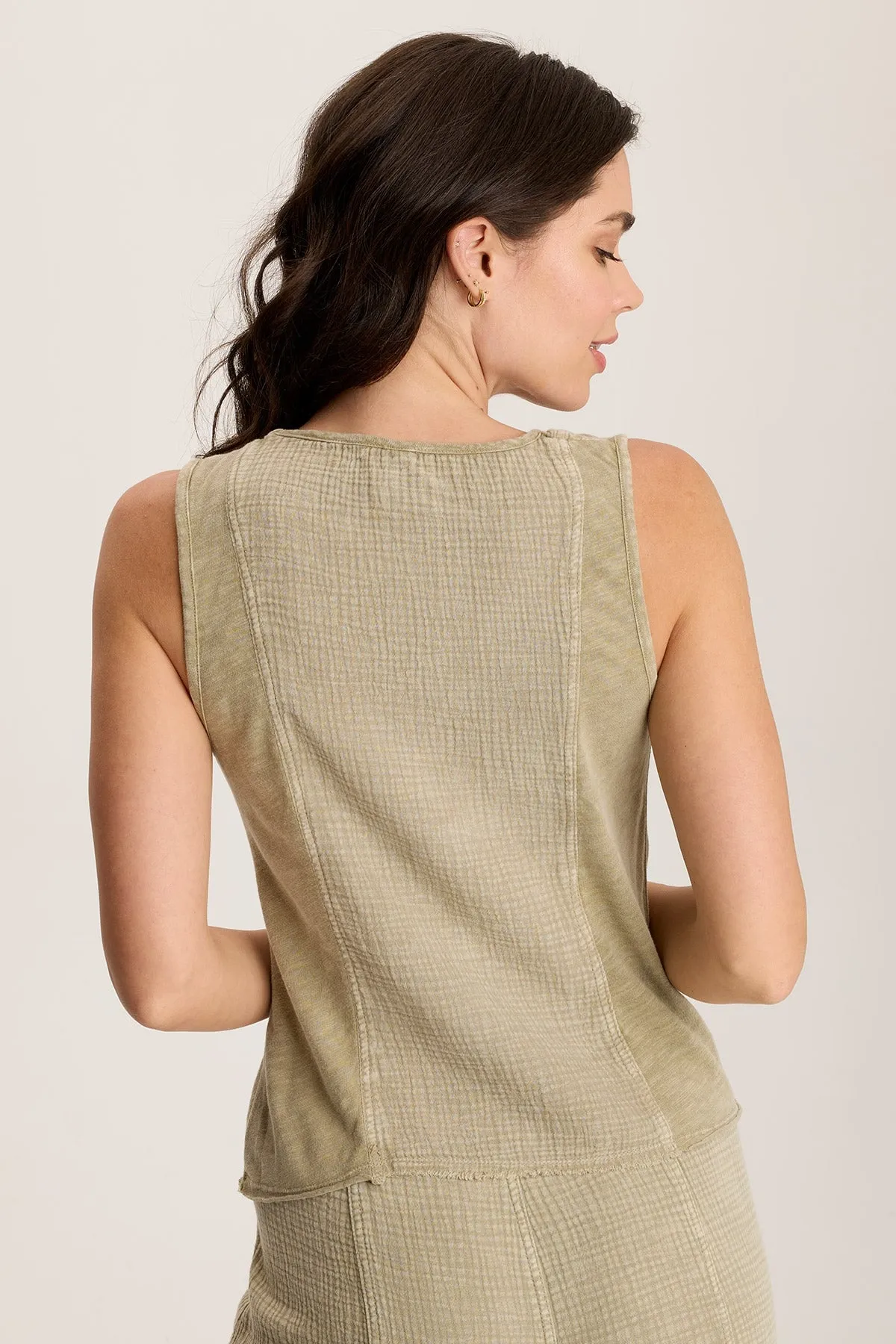 Kirkley Gauze/Jersey V-Neck Tank