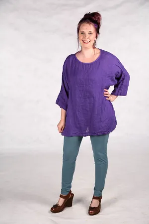 L594-Oversized Square Linen Top-Violet-UNprinted