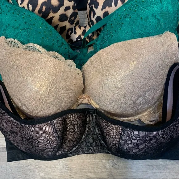 La Senza Rosme Vince Camuto Bundle 5 Variety Bras Push Up Plunge Lace Leopard
