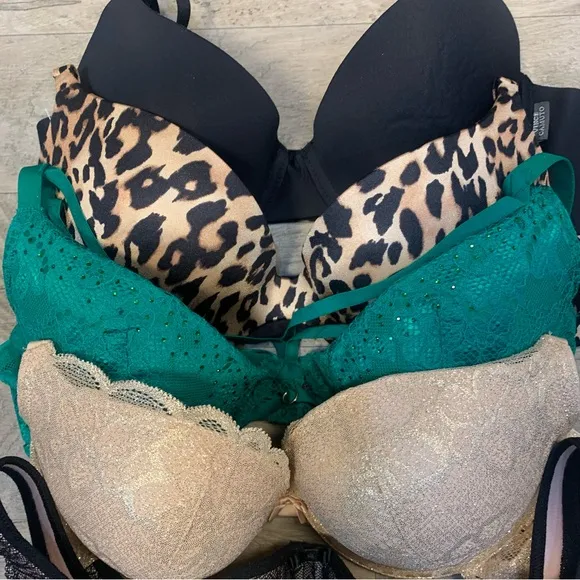 La Senza Rosme Vince Camuto Bundle 5 Variety Bras Push Up Plunge Lace Leopard
