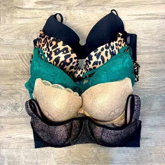 La Senza Rosme Vince Camuto Bundle 5 Variety Bras Push Up Plunge Lace Leopard