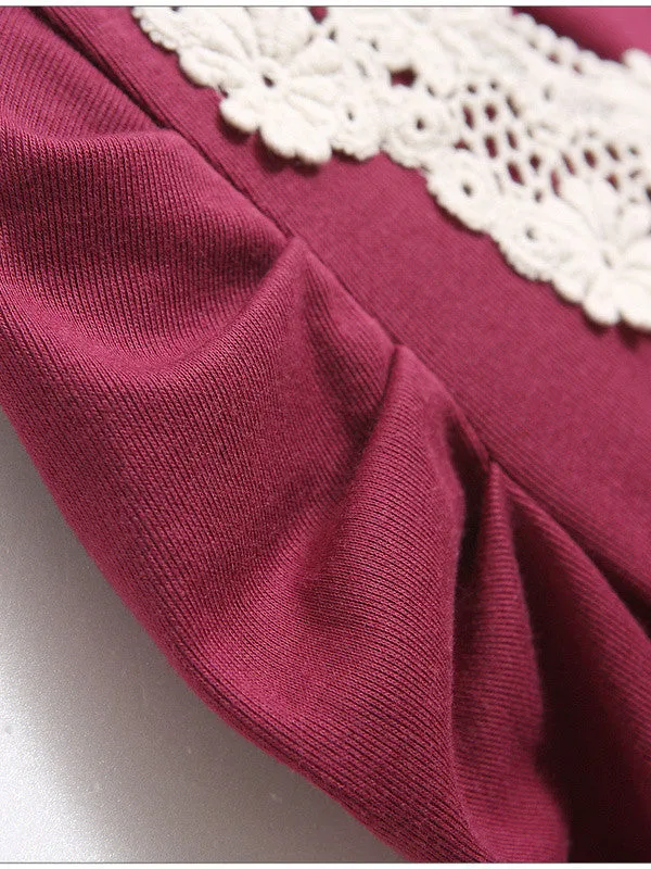 lace collar long sleeve T-shirt