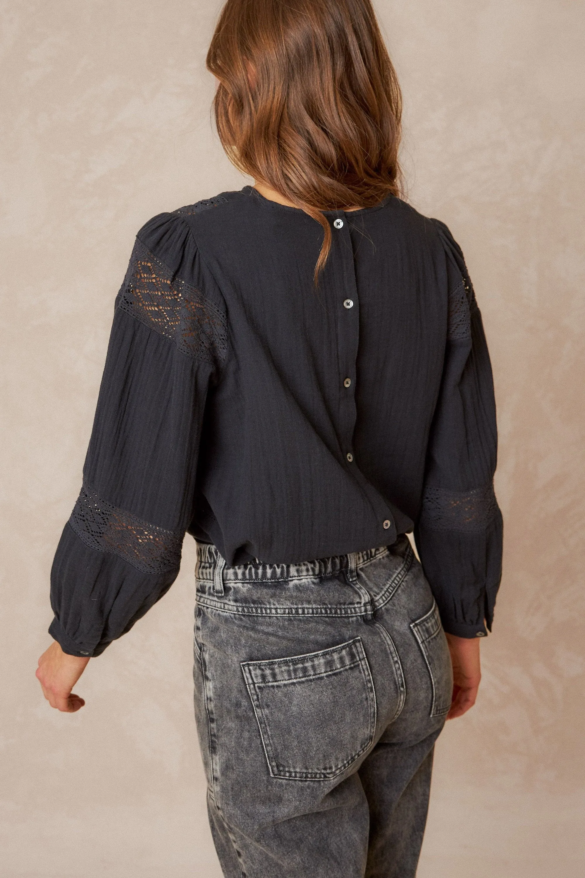 Lace Detail Blouse Black