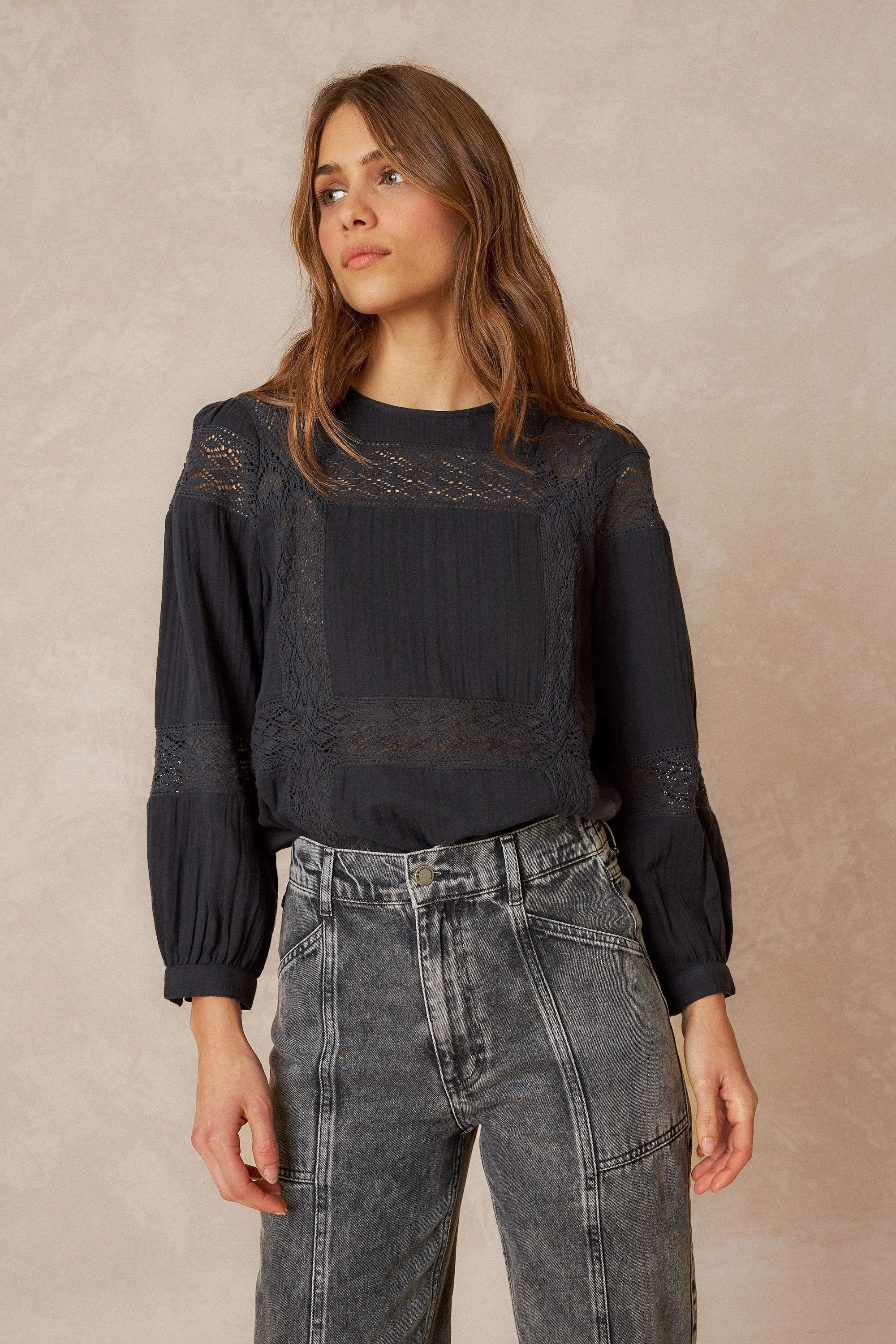 Lace Detail Blouse Black